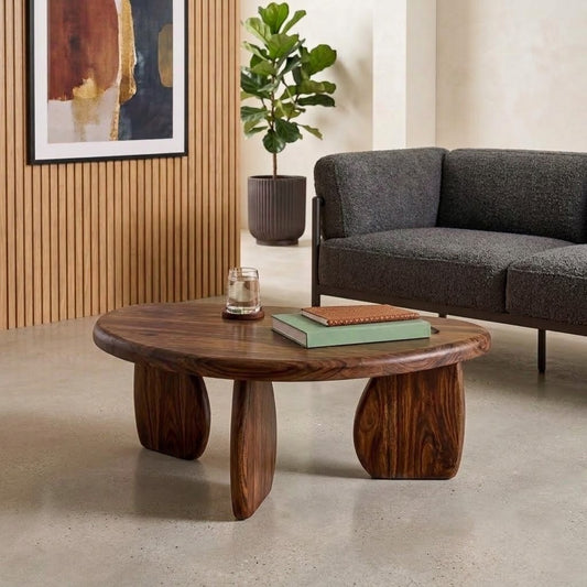 PRITI  Solid Sheesham Wood Coffee Table (Dark Walnut Sheesham Finish)