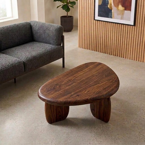 PRITI  Solid Sheesham Wood Coffee Table (Dark Walnut Sheesham Finish)