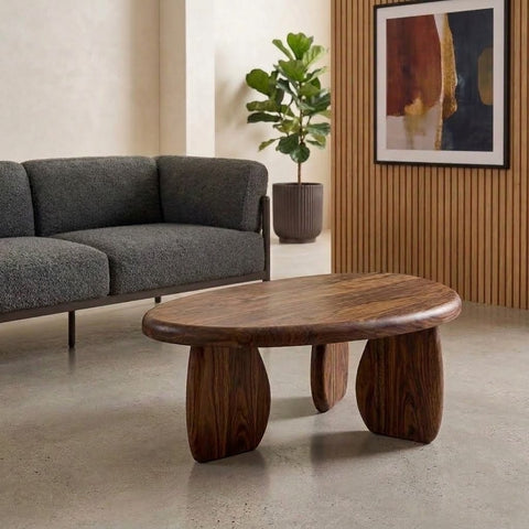 PRITI  Solid Sheesham Wood Coffee Table (Dark Walnut Sheesham Finish)