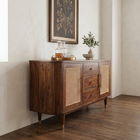 PRITI Sheesham Wood Cabinet and Sideboard (Sheesham dark walnut finish)