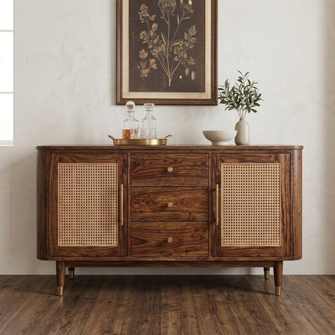 PRITI Sheesham Wood Cabinet and Sideboard (Sheesham dark walnut finish)