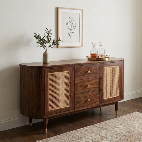 PRITI Sheesham Wood Cabinet and Sideboard (Sheesham dark walnut finish)