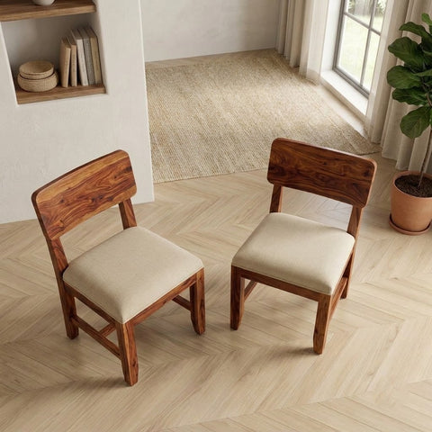 PRITI Sheesham Wood Dining Chairs - Set of 2 (Honey Finish)