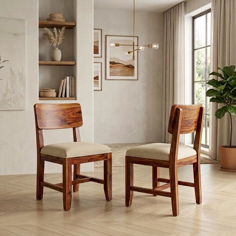 PRITI Sheesham Wood Dining Chairs - Set of 2 (Honey Finish)