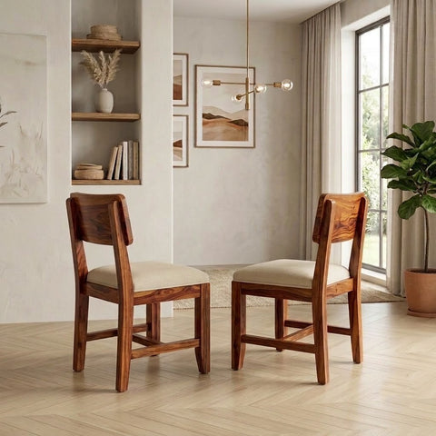 PRITI Sheesham Wood Dining Chairs - Set of 2 (Honey Finish)