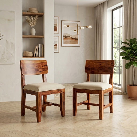PRITI Sheesham Wood Dining Chairs - Set of 2 (Honey Finish)