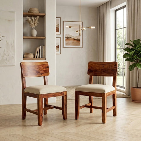 PRITI Sheesham Wood Dining Chairs - Set of 2 (Honey Finish)