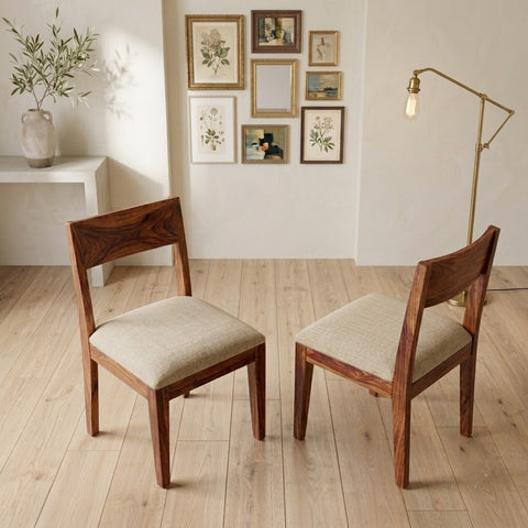 PRITI Sheesham Wood Dining Chairs - Set of 2 (Honey Finish)
