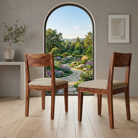 PRITI Sheesham Wood Dining Chairs - Set of 2 (Honey Finish)