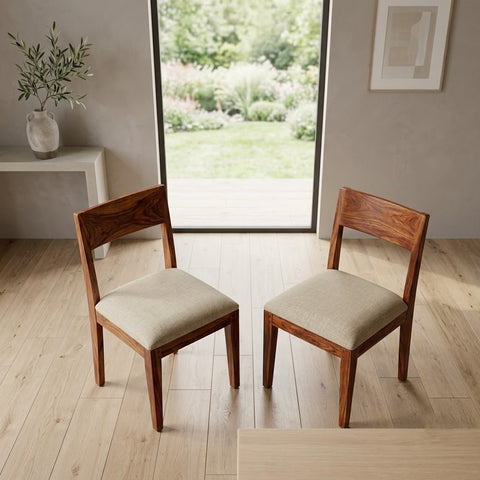 PRITI Sheesham Wood Dining Chairs - Set of 2 (Honey Finish)