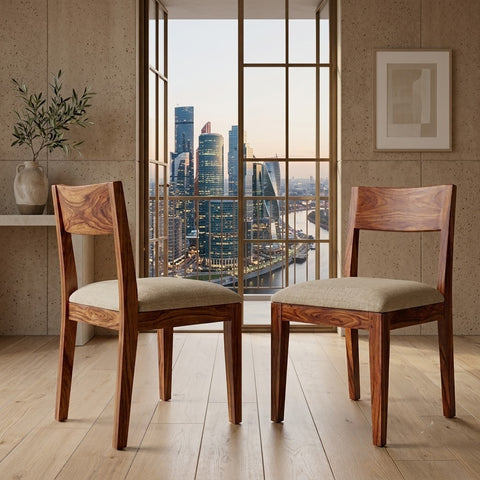 PRITI Sheesham Wood Dining Chairs - Set of 2 (Honey Finish)