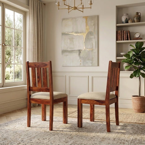 PRITI Sheesham Wood Dining Chairs - Set of 2 (Honey Finish)