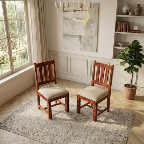 PRITI Sheesham Wood Dining Chairs - Set of 2 (Honey Finish)