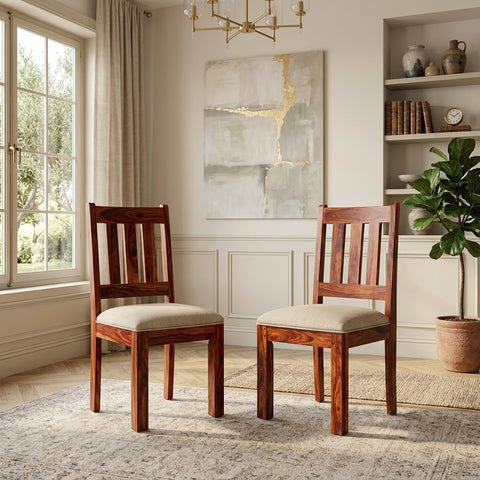 PRITI Sheesham Wood Dining Chairs - Set of 2 (Honey Finish)