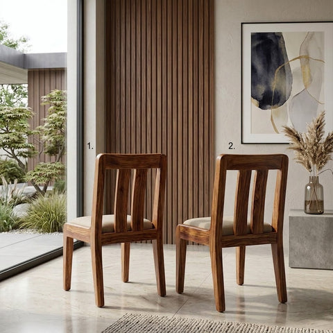 PRITI Sheesham Wood Dining Chairs - Set of 2 (Honey Finish)