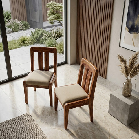 PRITI Sheesham Wood Dining Chairs - Set of 2 (Honey Finish)