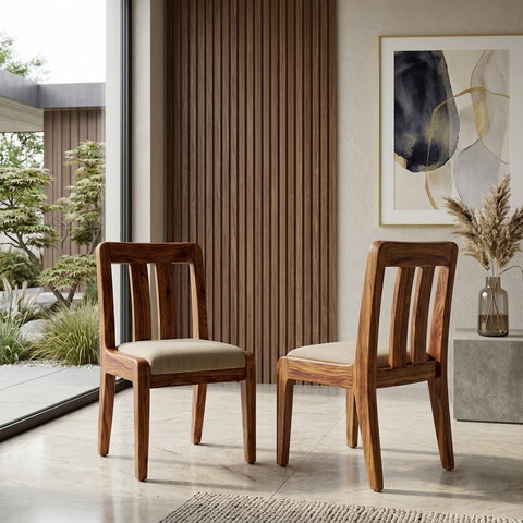 PRITI Sheesham Wood Dining Chairs - Set of 2 (Honey Finish)