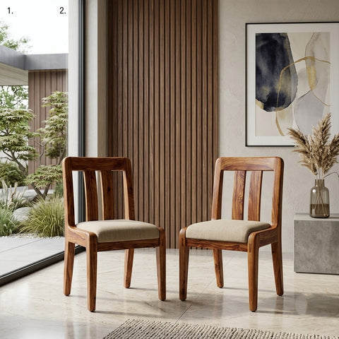 PRITI Sheesham Wood Dining Chairs - Set of 2 (Honey Finish)