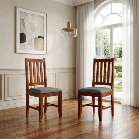 PRITI Sheesham Wood Dining Chairs - Set of 2 (Honey Finish)