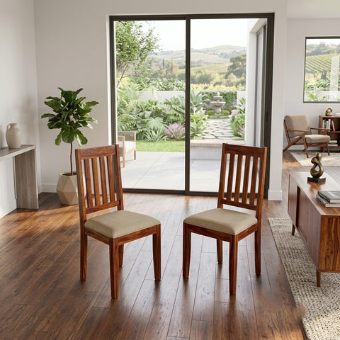 PRITI Sheesham Wood Dining Chairs - Set of 2 (Honey Finish)