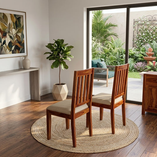 PRITI Sheesham Wood Dining Chairs - Set of 2 (Honey Finish)