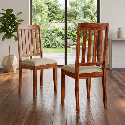 PRITI Sheesham Wood Dining Chairs - Set of 2 (Honey Finish)