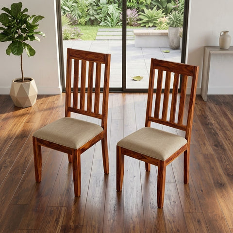 PRITI Sheesham Wood Dining Chairs - Set of 2 (Honey Finish)