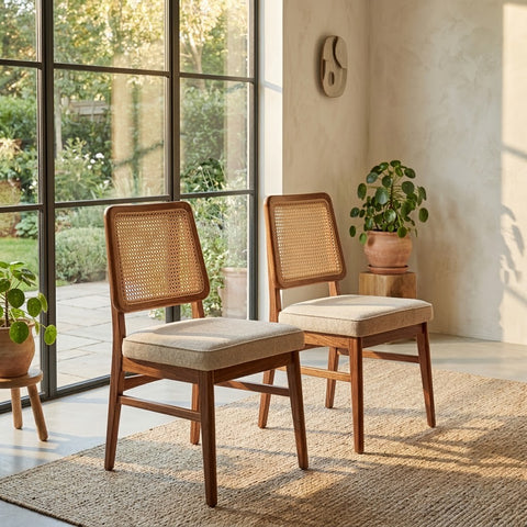 PRITI Sheesham Wood Dining Chairs - Set of 2 (Honey Finish)