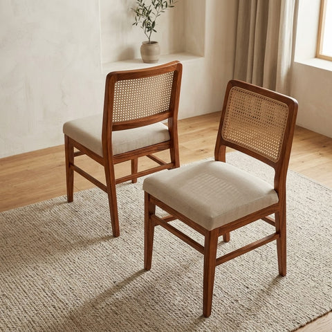 PRITI Sheesham Wood Dining Chairs - Set of 2 (Honey Finish)