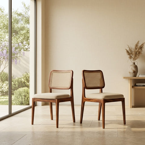 PRITI Sheesham Wood Dining Chairs - Set of 2 (Honey Finish)