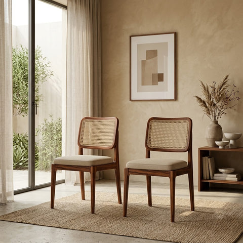 PRITI Sheesham Wood Dining Chairs - Set of 2 (Honey Finish)