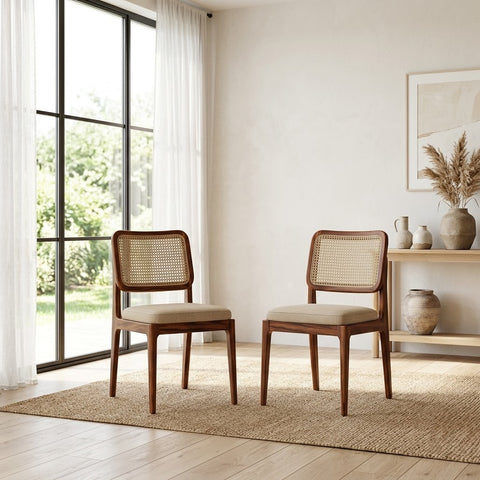 PRITI Sheesham Wood Dining Chairs - Set of 2 (Honey Finish)