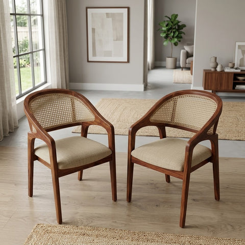 PRITI Sheesham Wood Dining Chairs - Set of 2 (Honey Finish)