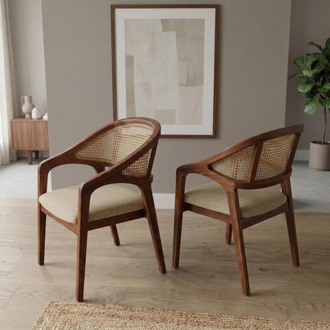 PRITI Sheesham Wood Dining Chairs - Set of 2 (Honey Finish)