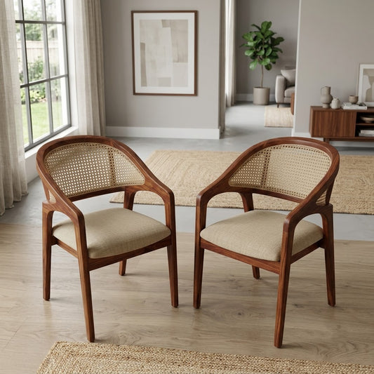 PRITI Sheesham Wood Dining Chairs - Set of 2 (Honey Finish)