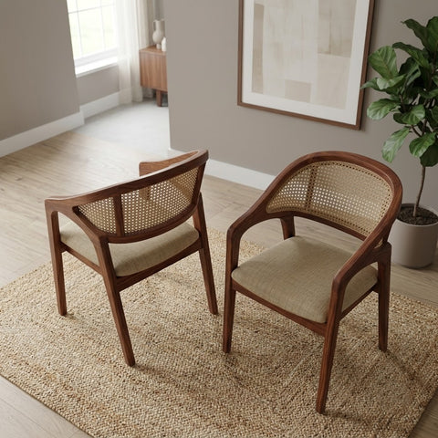 PRITI Sheesham Wood Dining Chairs - Set of 2 (Honey Finish)