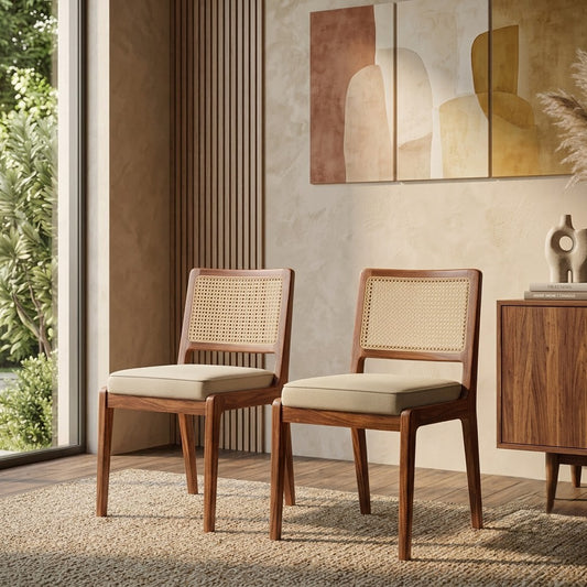 PRITI Sheesham Wood Dining Chairs - Set of 2 (Honey Finish)