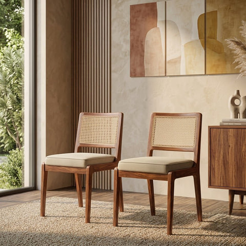 PRITI Sheesham Wood Dining Chairs - Set of 2 (Honey Finish)