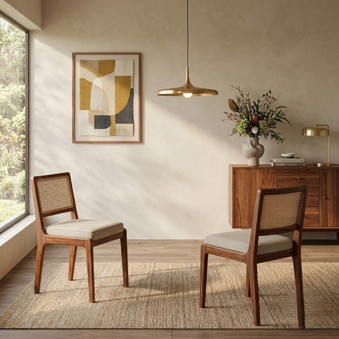 PRITI Sheesham Wood Dining Chairs - Set of 2 (Honey Finish)