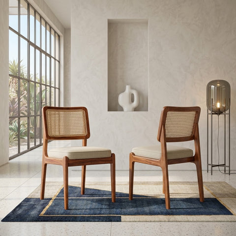 PRITI Sheesham Wood Dining Chairs - Set of 2 (Honey Finish)