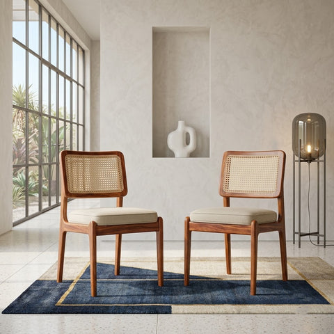 PRITI Sheesham Wood Dining Chairs - Set of 2 (Honey Finish)