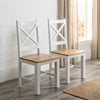 PRITI Solid Wood Dining Chairs Set of 2 Made of Mango Wood White Rustic Finish (2 Chairs)