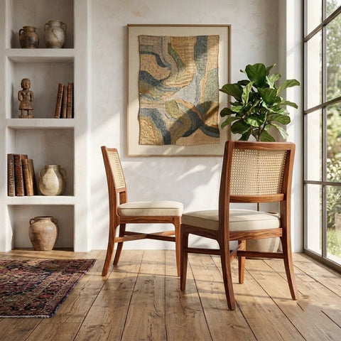 PRITI Sheesham Wood Dining Chairs - Set of 2 (Honey Finish)