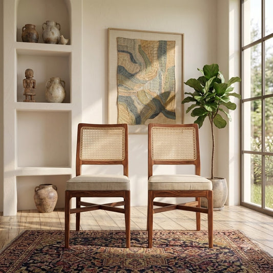PRITI Sheesham Wood Dining Chairs - Set of 2 (Honey Finish)