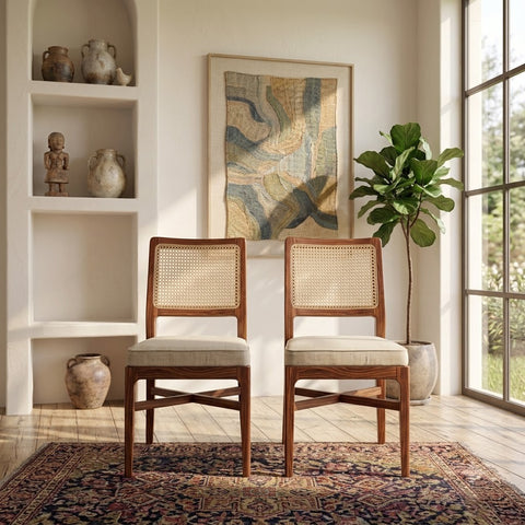 PRITI Sheesham Wood Dining Chairs - Set of 2 (Honey Finish)
