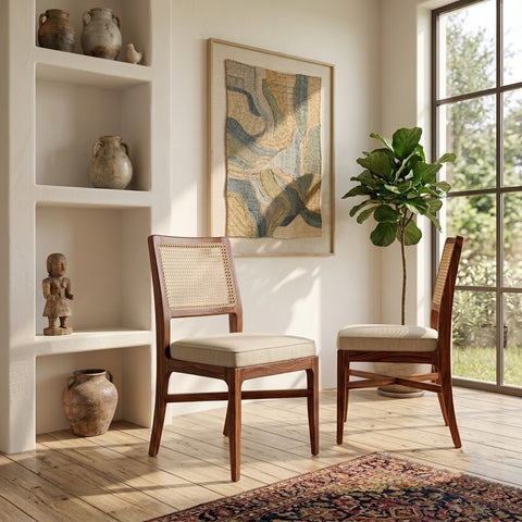 PRITI Sheesham Wood Dining Chairs - Set of 2 (Honey Finish)