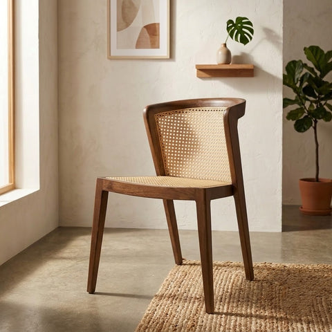PRITI Solid Wood Rattan Cane Chair