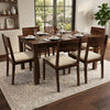 PRITI Solid Sheesham Wood 6 Seater Dining Table Set with 6 Kerry Chairs in Dark Walnut Sheesham Finish & Cream Boucle Upholstery