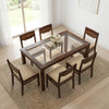 PRITI 6 Seater Dining Table Glass Top With 6 Kerry Dining Chairs