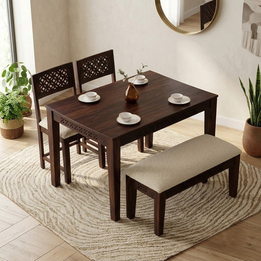 PRITI  Solid Sheesham Wood 4 Seater Dining Sets